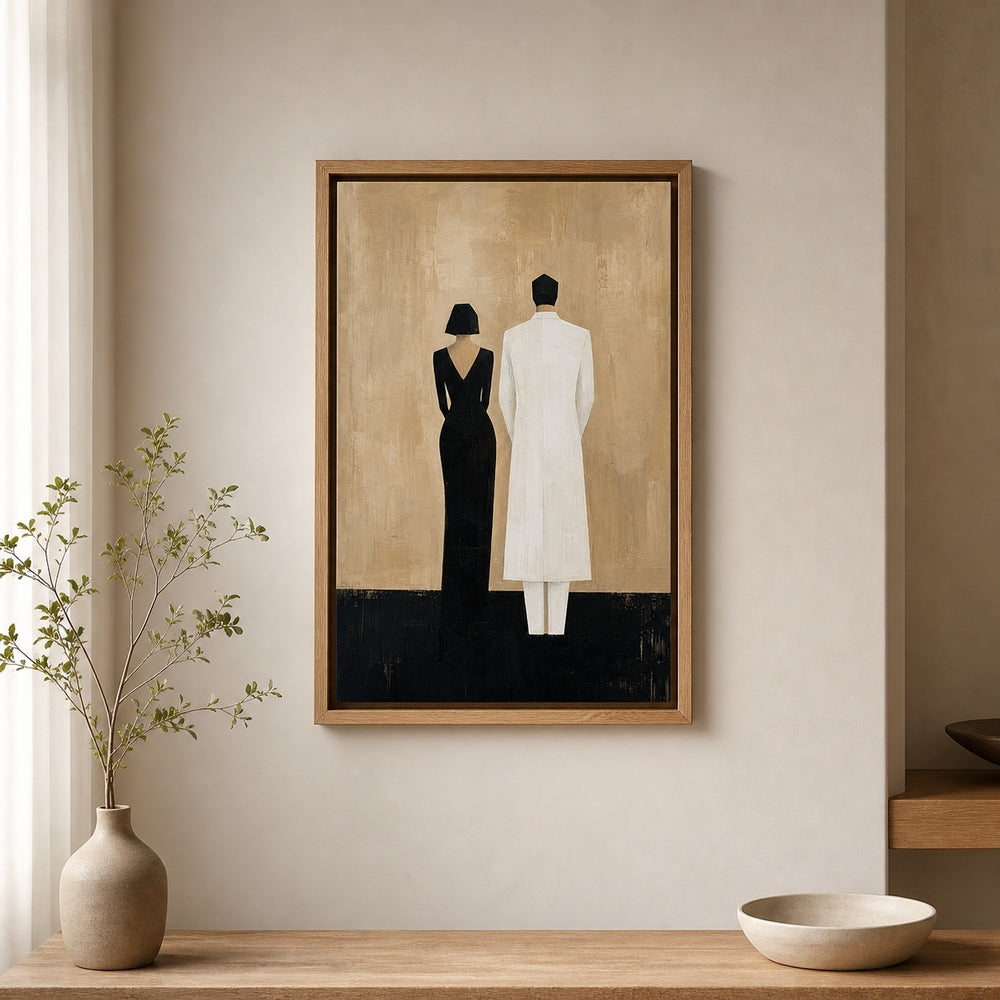 Black White Couple Silhouettes Minimal Wall Art floating frame wall art - 04