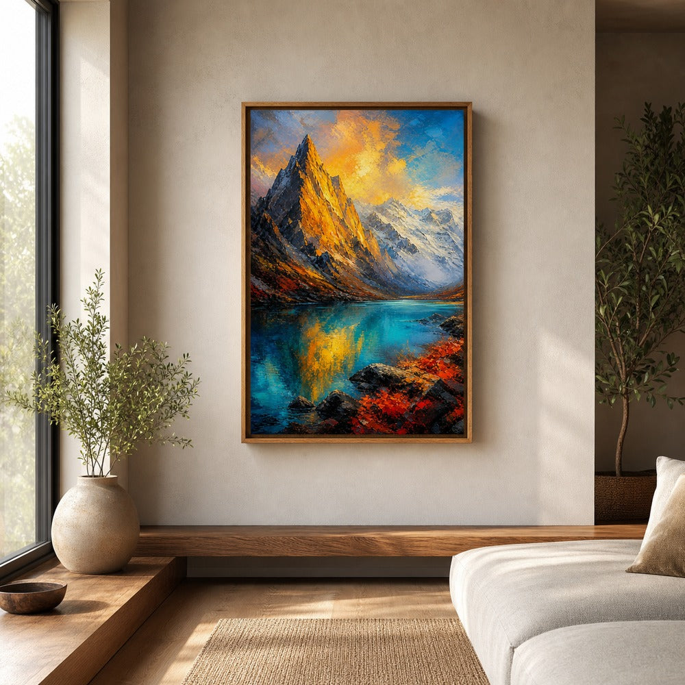Mountain Lake Impressionist Wall Art floating frame wall art - 04