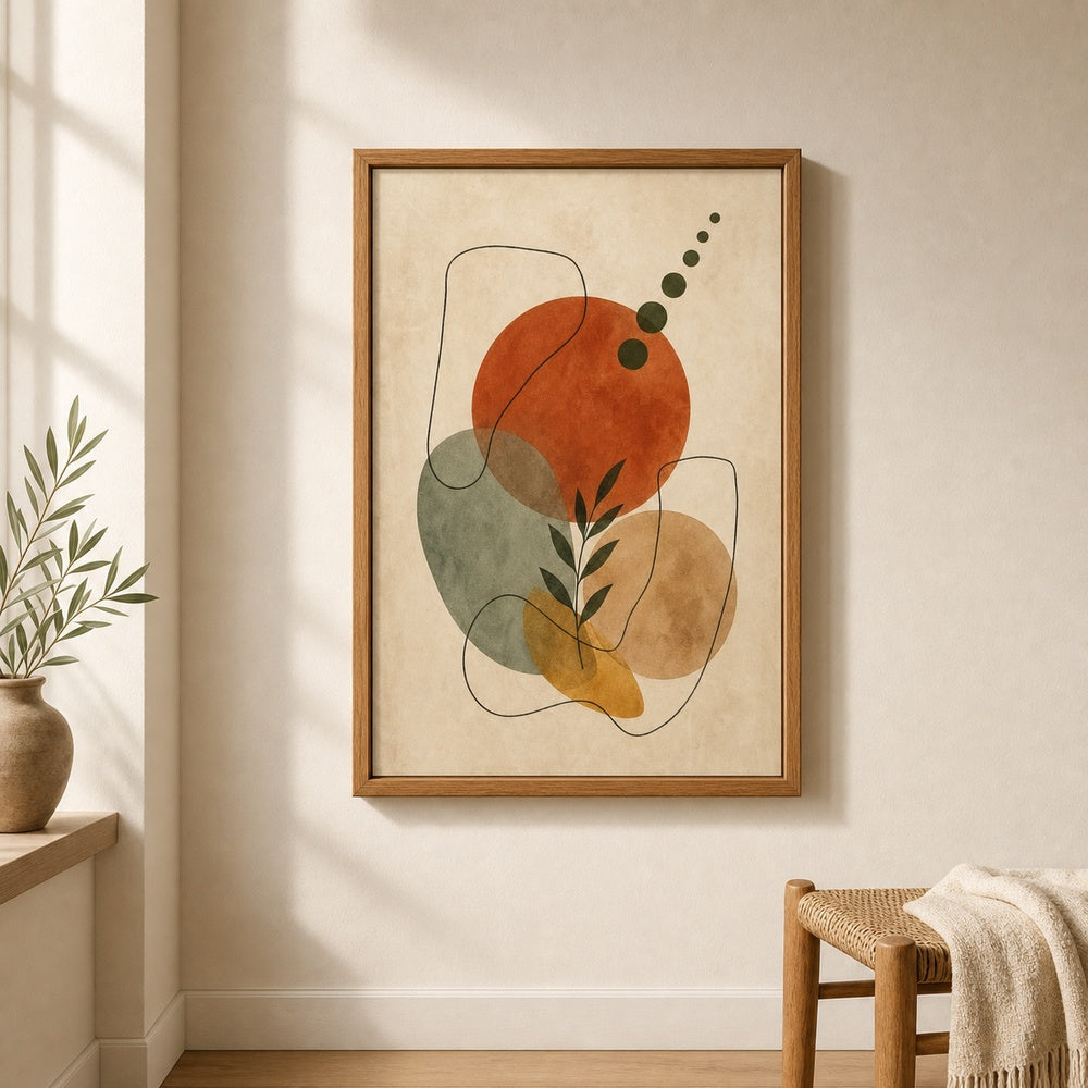 Organic Shapes Earthtone Abstract Poster Wall Art floating frame wall art - 04