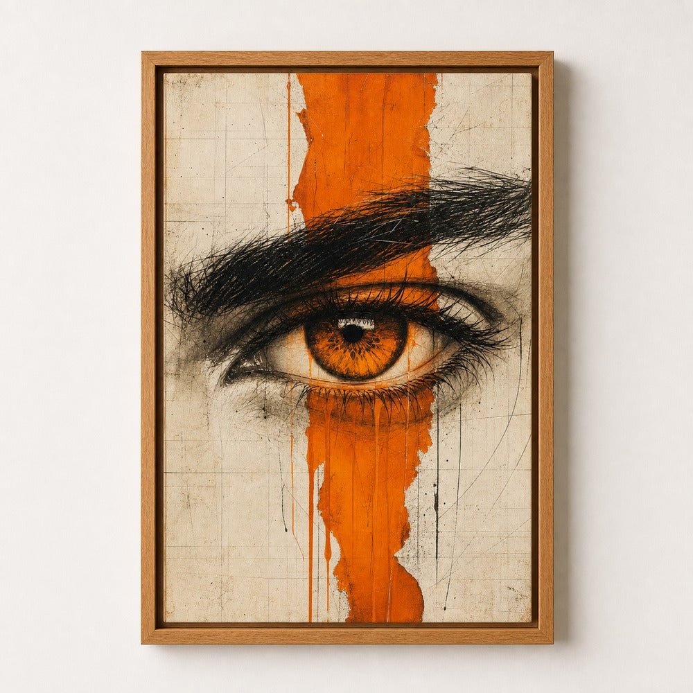 Amber Eye Orange Mixed Media Wall Art floating frame wall art - 04