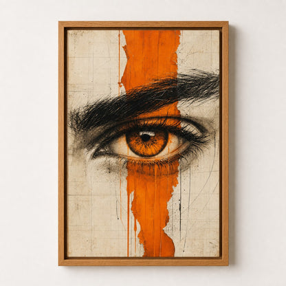 Amber Eye Orange Mixed Media Wall Art floating frame wall art - 04