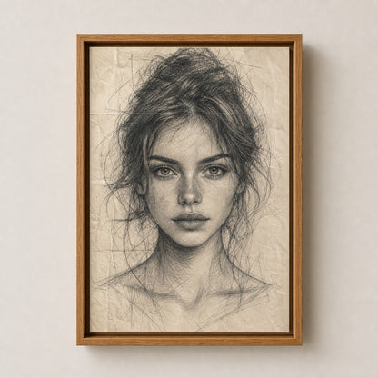 Pencil Front Female Portrait Wall Art floating frame wall art - 04