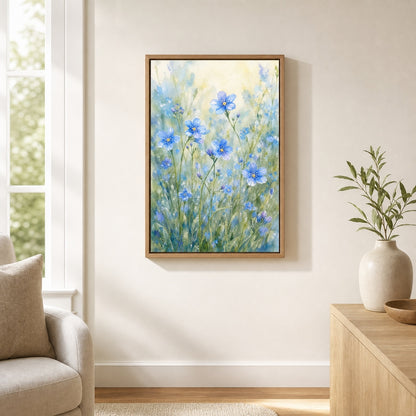 Blue Wildflowers Dreamy Watercolor Wall Art floating frame wall art - 04