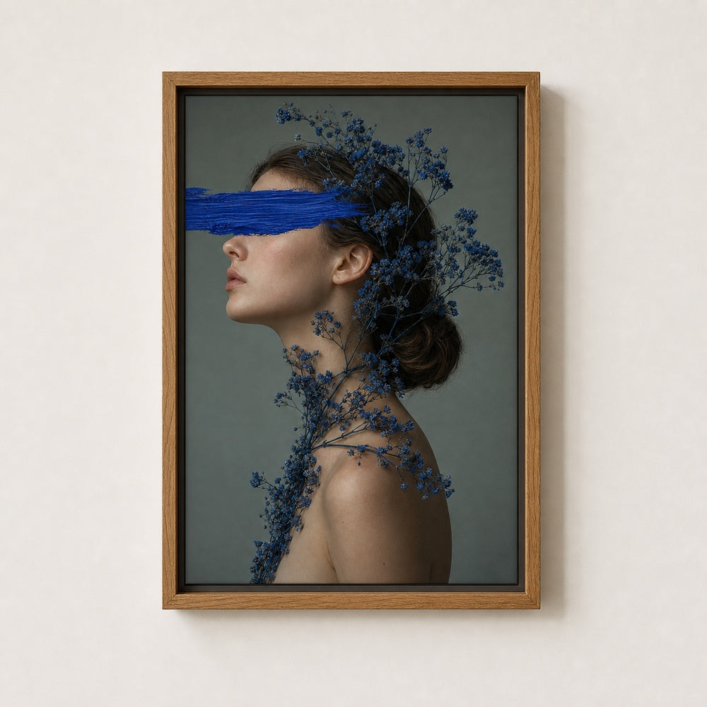 Blue Paint Blindfold Profile Wall Art floating frame wall art - 04