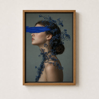 Blue Paint Blindfold Profile Wall Art floating frame wall art - 04