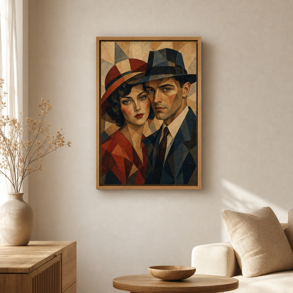 Vintage Couple Mosaic Portrait Wall Art floating frame wall art - 04