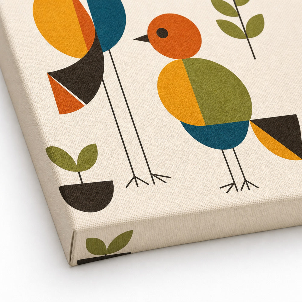 Abstract Birds Mid-Century Modern Canvas Wall Art 04 detail