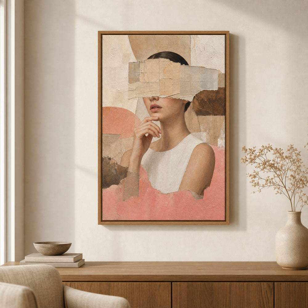 Obscured Eyes Collage Woman Portrait Wall Art floating frame wall art - 04