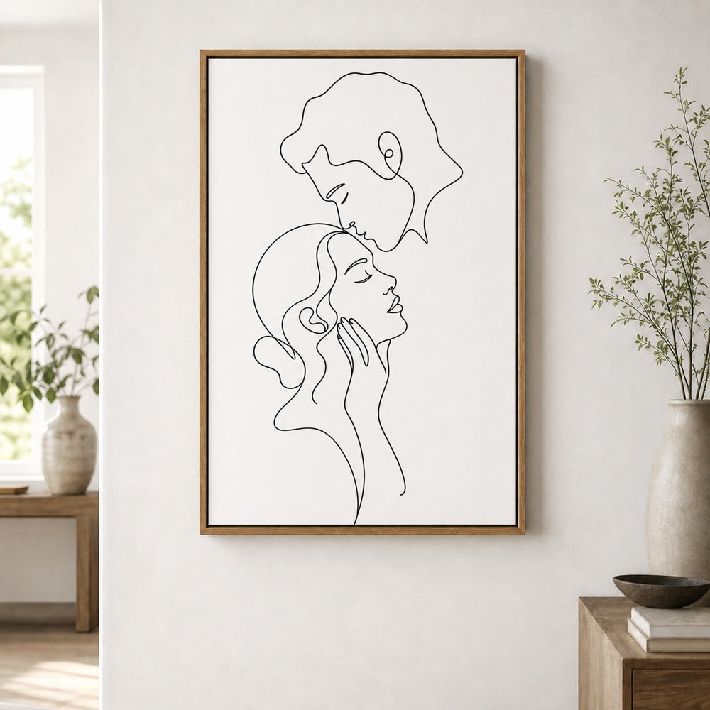 Minimalist Couple Line Art Wall Art floating frame wall art - 04