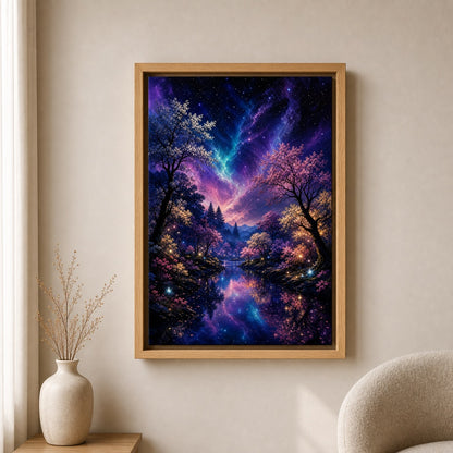 Enchanted Night Forest River Wall Art - 04