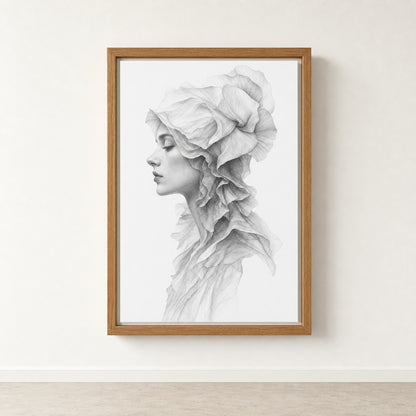 Surreal Side Female Fabric Pencil Wall Art floating frame wall art - 04