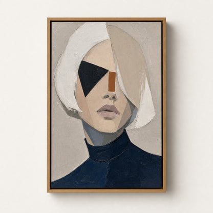 White Bob Geometric Minimal Portrait Wall Art floating frame wall art - 04