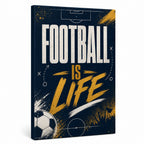 Football Is Life Typography Canvas Wall Art white background left side wrapped canvas main image