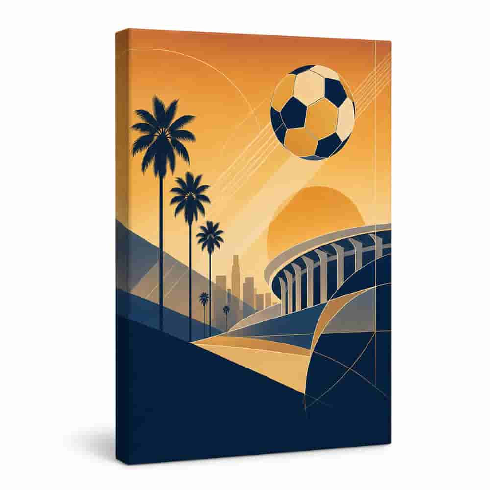 Los Angeles 2026 World Stage Soccer Canvas Wall Art white background left side wrapped canvas main image