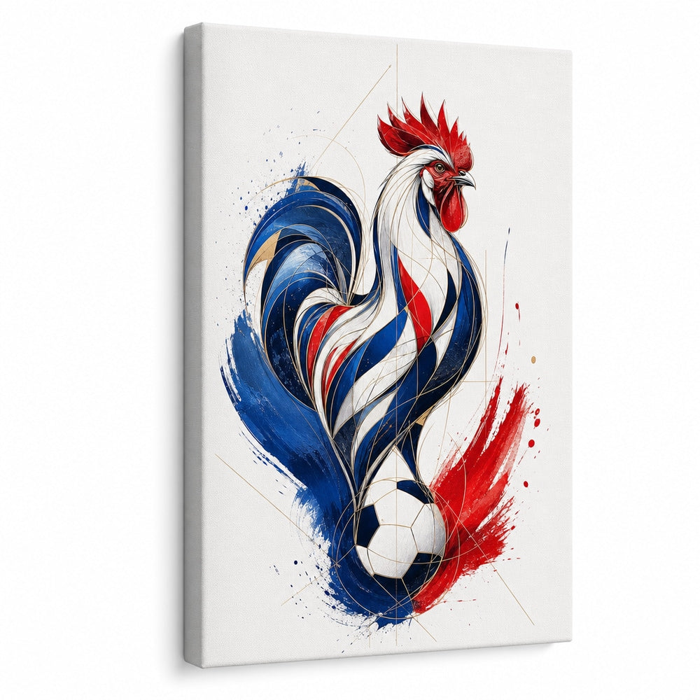 France Rooster National Pride Soccer Canvas Wall Art white background left side wrapped canvas main image