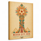 Mexico City 2026 Aztec Totem Soccer Canvas Wall Art 04 white background left-view wrapped canvas main image
