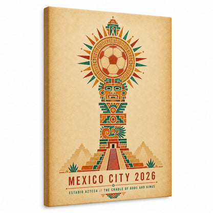 Mexico City Aztec Totem 04 Soccer Canvas Wall Art - soccer canvas wall art by JOJOShop