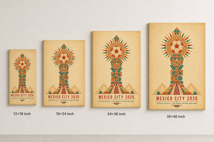 Mexico City 2026 Aztec Totem Soccer Canvas Wall Art 04 canvas size comparison