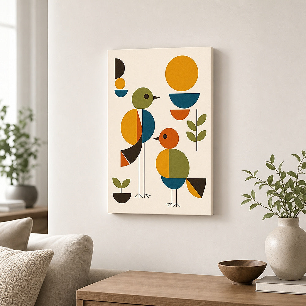 Abstract Birds Mid-Century Modern Canvas Wall Art 04 sku 12x18