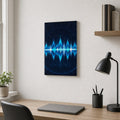 Blue Cyan Tech Soundwave Soccer Canvas Wall Art 12×18 inch thin wrapped canvas wall mockup