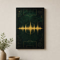 Emerald Gold Coordinate Soundwave Soccer Canvas Wall Art 12×18 inch thin wrapped canvas wall mockup