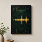 Emerald Gold Coordinate Soundwave Soccer Canvas Wall Art 12×18 inch thin wrapped canvas wall mockup