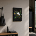 Geometric Net Breakthrough Soccer Canvas Wall Art 05 12×18 inch thin wrapped canvas wall mockup