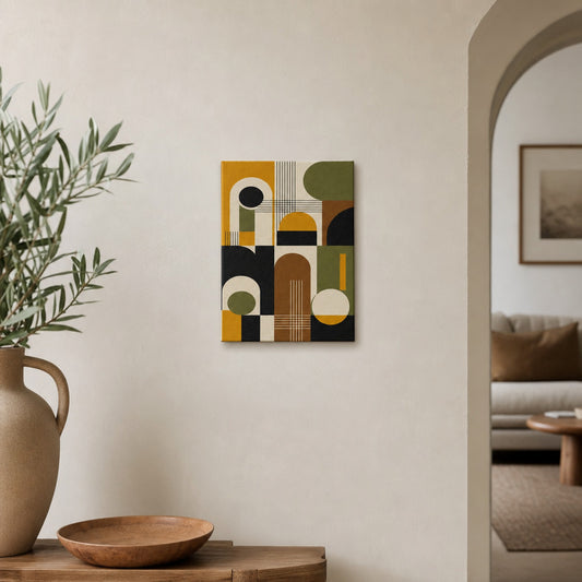 Mid-Century Bauhaus Interlocking Geometry Canvas Wall Art 02 - SKU wall mockup 12×18 inch