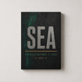 SEA Airport Code Coordinates Canvas Wall Art side edge canvas print
