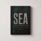 SEA Airport Code Coordinates Canvas Wall Art side edge canvas print