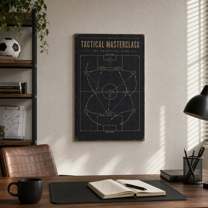 Tactical Masterclass Industrial Soccer Canvas Wall Art 03 12×18 inch thin wrapped canvas wall mockup
