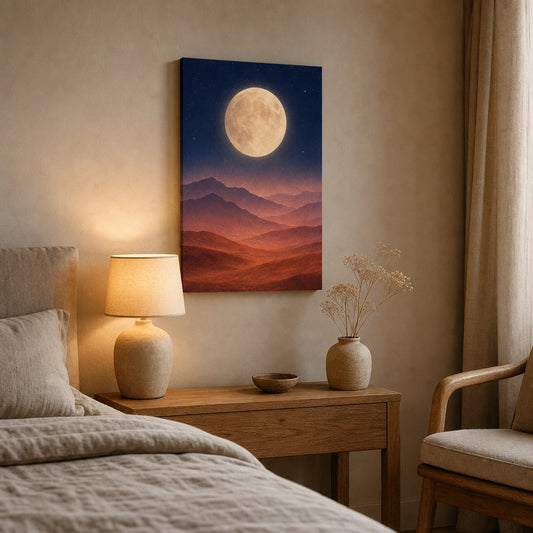 Abstract Moon Mountains Healing Canvas Wall Art side edge canvas print