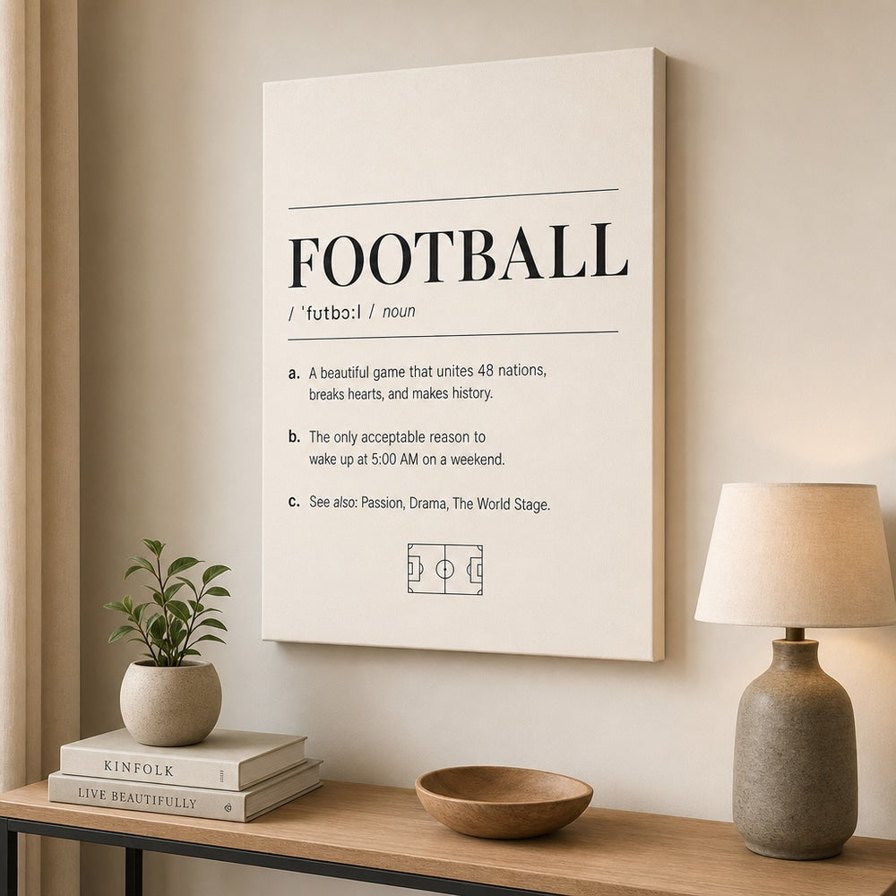 FOOTBALL Definition Football Culture Canvas Wall Art 01 12×18 inch thin wrapped canvas wall mockup