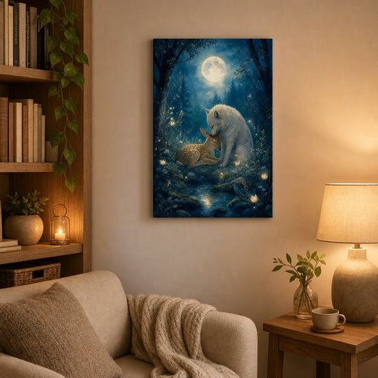 Moonlit Forest Glowing Plants Healing Canvas Wall Art 04 12×18 inch thin wrapped canvas wall mockup