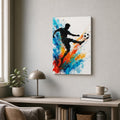 Dynamic Splatter Striker Soccer Canvas Wall Art 02 12×18 inch thin wrapped canvas wall mockup