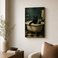 Funny Black Cat Bathtub Canvas Wall Art 01 12×18 inch thin wrapped canvas wall mockup