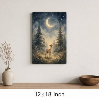 Moonlit Forest Deer Nursery Canvas Wall Art - 04_sku_12x18_wall