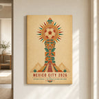Mexico City 2026 Aztec Totem Soccer Canvas Wall Art 04 12×18 inch thin wrapped canvas wall mockup