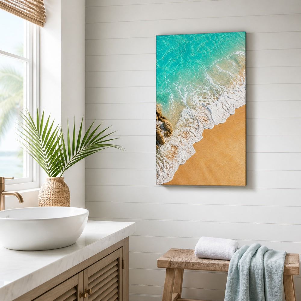 Coastal Aerial Waves Healing Canvas Wall Art 02 12×18 inch thin wrapped canvas wall mockup