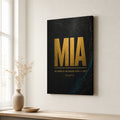 MIA Airport Code Coordinates Canvas Wall Art side edge canvas print