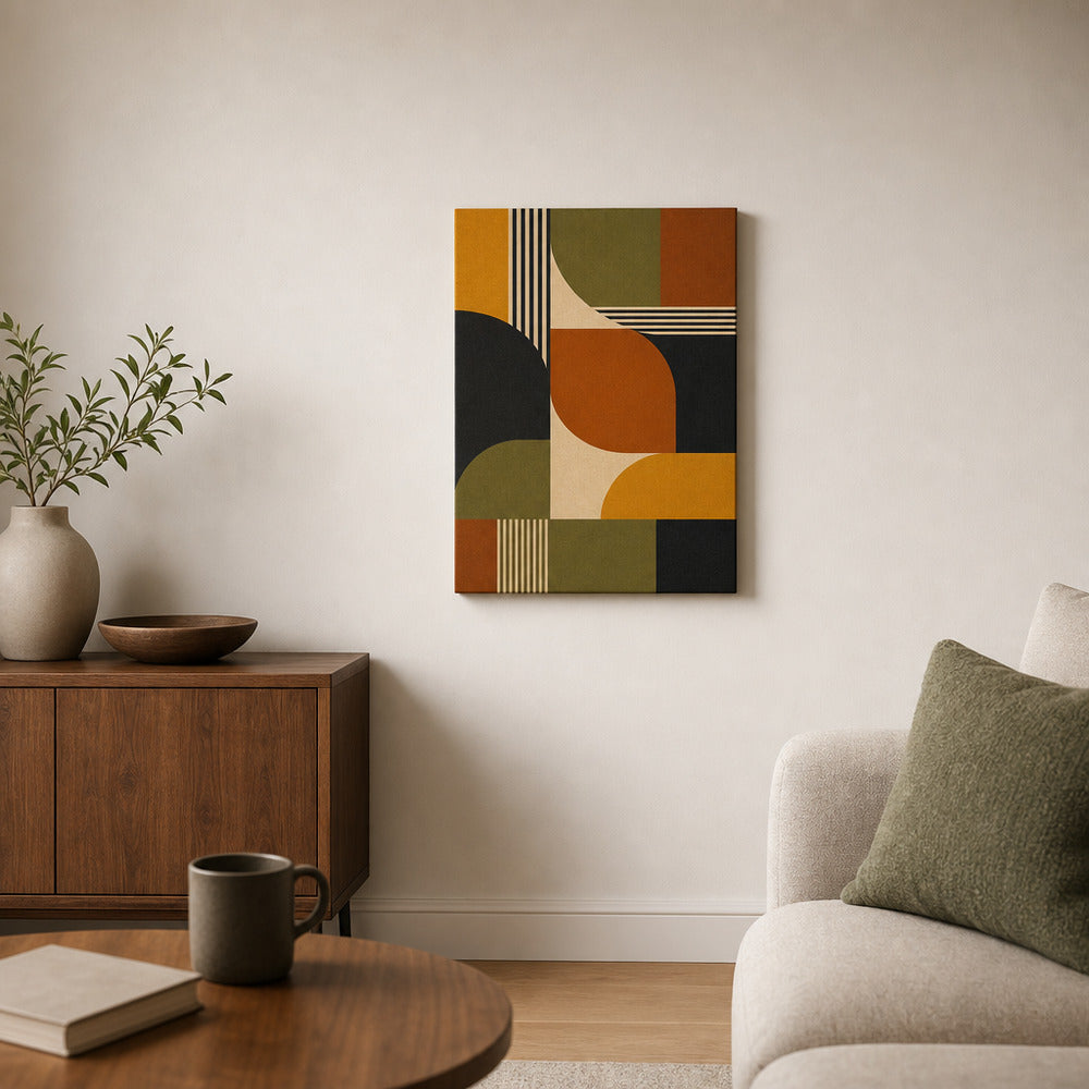 Mid-Century Bauhaus Color Field Canvas Wall Art 03 - SKU wall mockup 12×18 inch