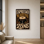 Espresso Martini Zone Typographic Canvas Wall Art 05 12×18 inch thin wrapped canvas wall mockup