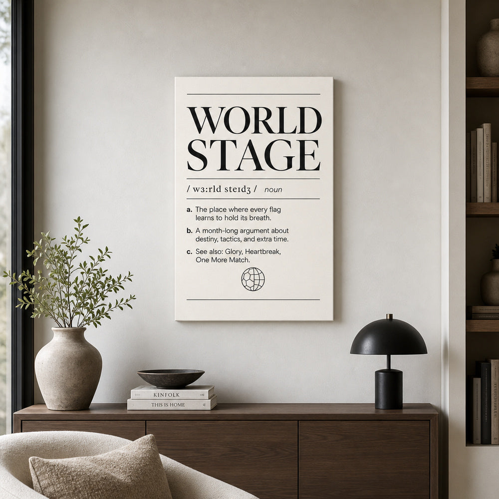 WORLD STAGE Definition Football Culture Canvas Wall Art 04 12×18 inch thin wrapped canvas wall mockup