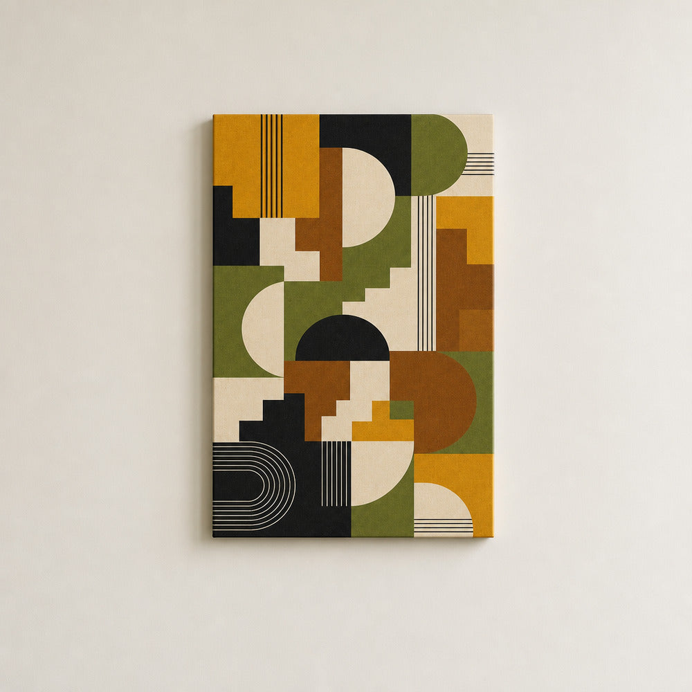 Mid-Century Bauhaus Stepped Geometry Canvas Wall Art 05 - SKU wall mockup 12×18 inch