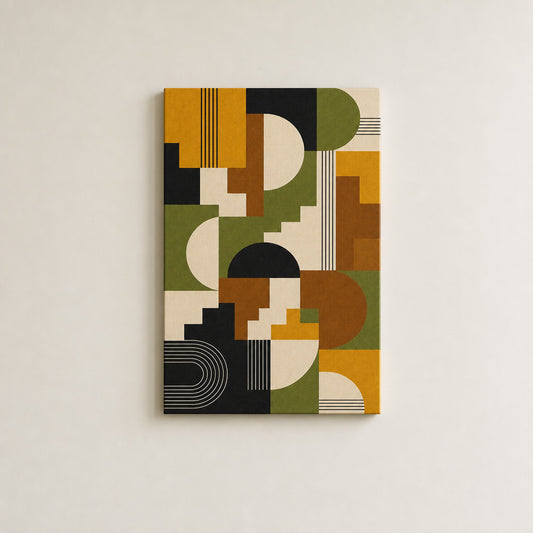 Mid-Century Bauhaus Stepped Geometry Canvas Wall Art 05 - SKU wall mockup 12×18 inch