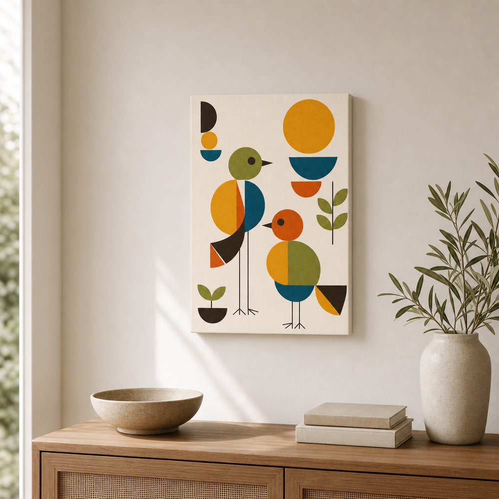 Abstract Birds Mid-Century Modern Canvas Wall Art 04 sku 18x24