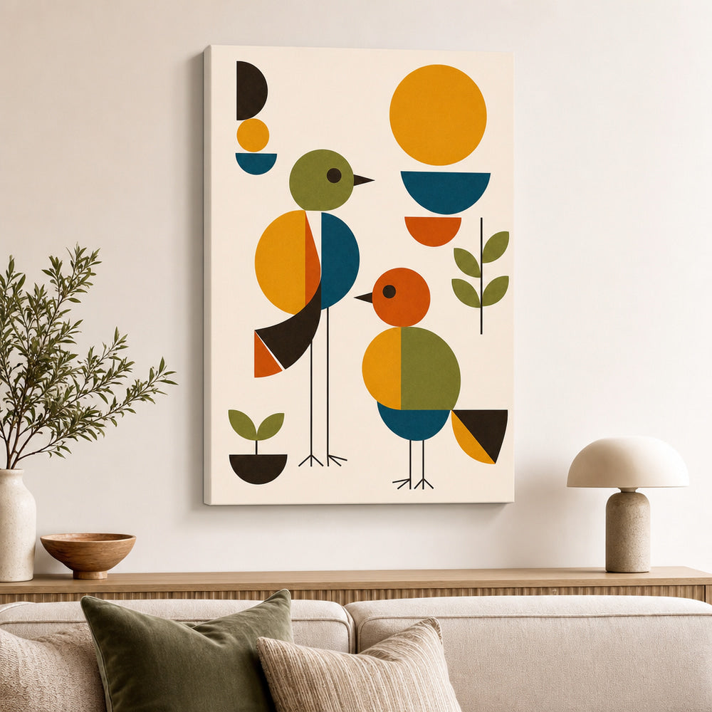 Abstract Birds Mid-Century Modern Canvas Wall Art 04 sku 24x36