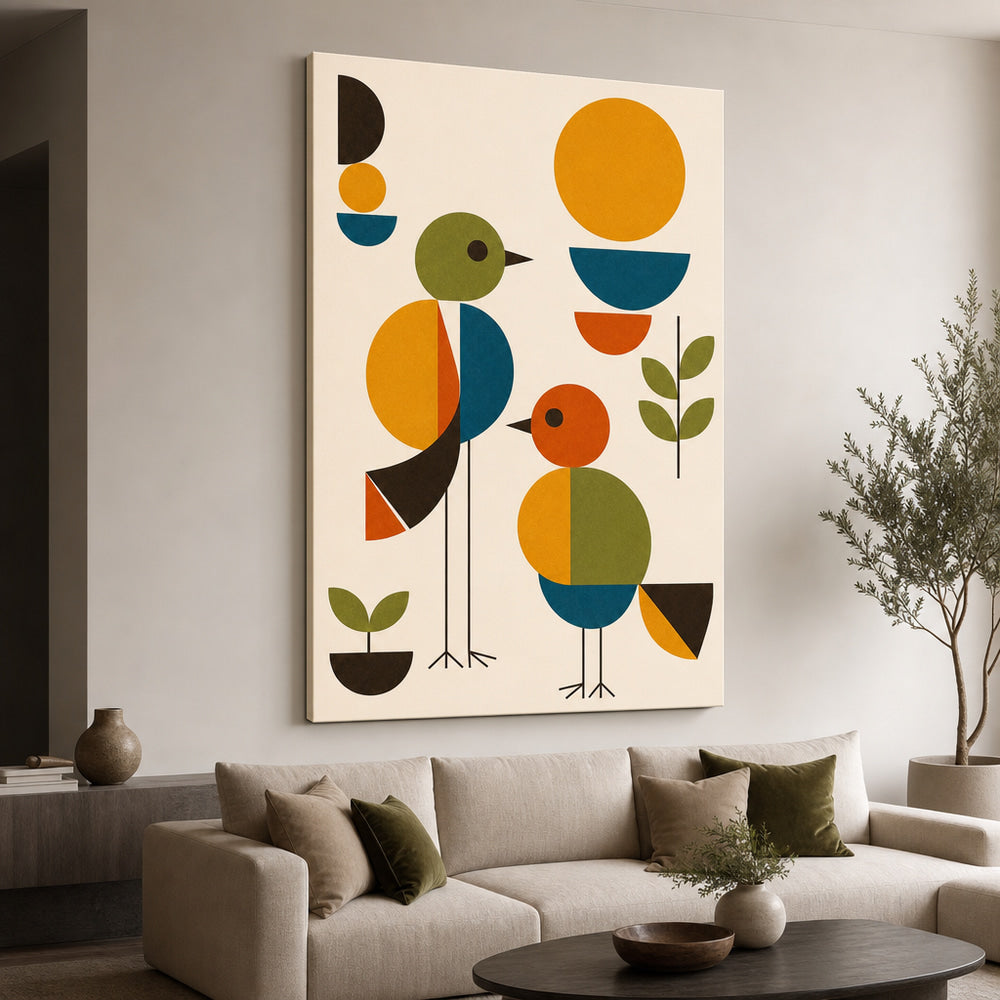 Abstract Birds Mid-Century Modern Canvas Wall Art 04 sku 30x40