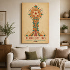 Mexico City 2026 Aztec Totem Soccer Canvas Wall Art 04 wall mockup