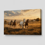 Running Horses Country Canvas Wall Art right side wrapped canvas edge effect